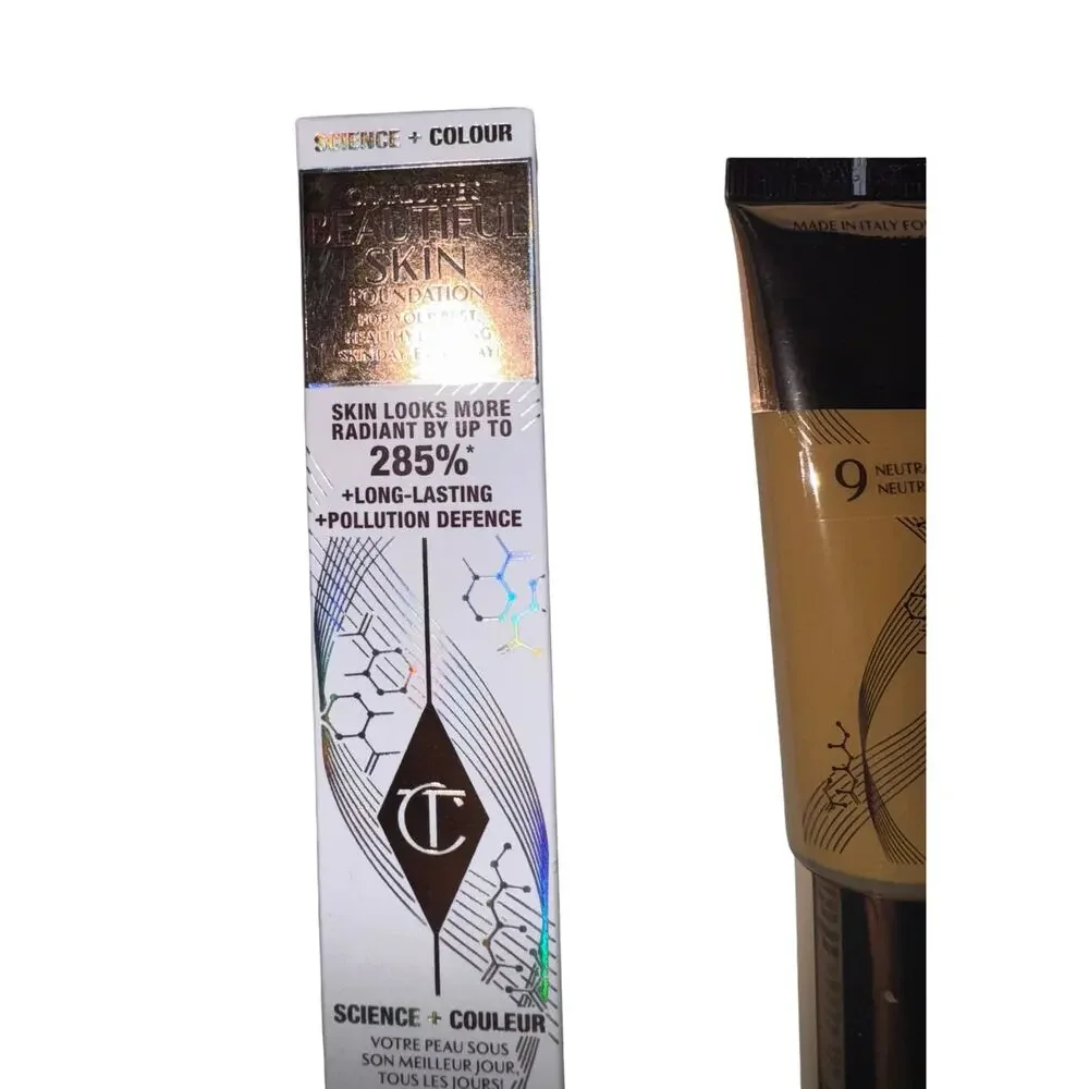 Charlotte Tilbury Beautiful Skin Foundation 9 Neutral Radiant 1 oz New Old Money